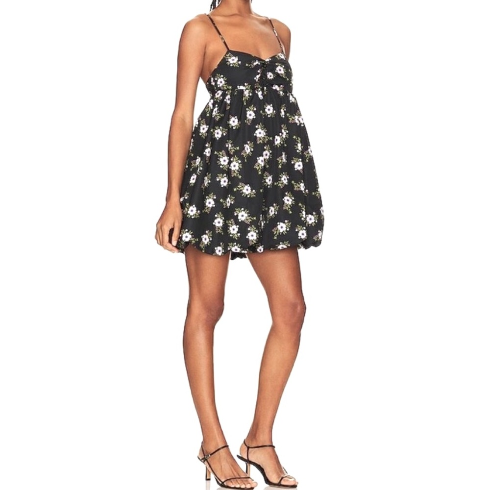 Free People minidress In a Bubble black floral M NEW fairy whimsy cottagecore